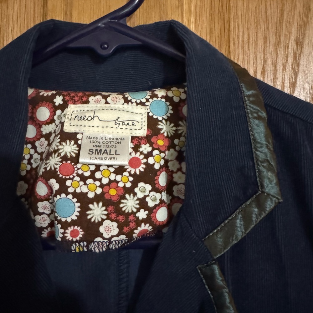 Vintage - Women's Navy Tailored Long Jacket - Floral Lined - Picture 4 of 6